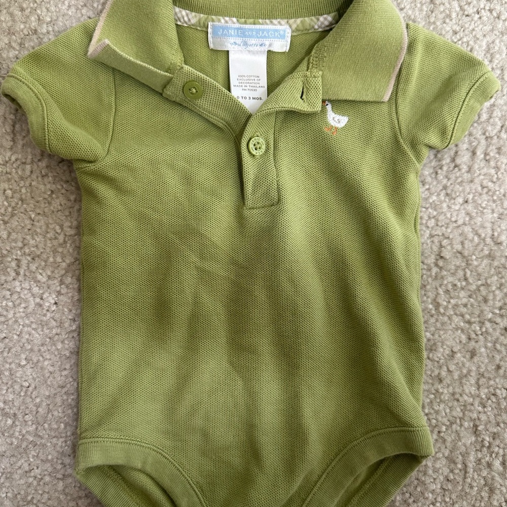 Janie and Jack Olive Green Baby Polo Onesie